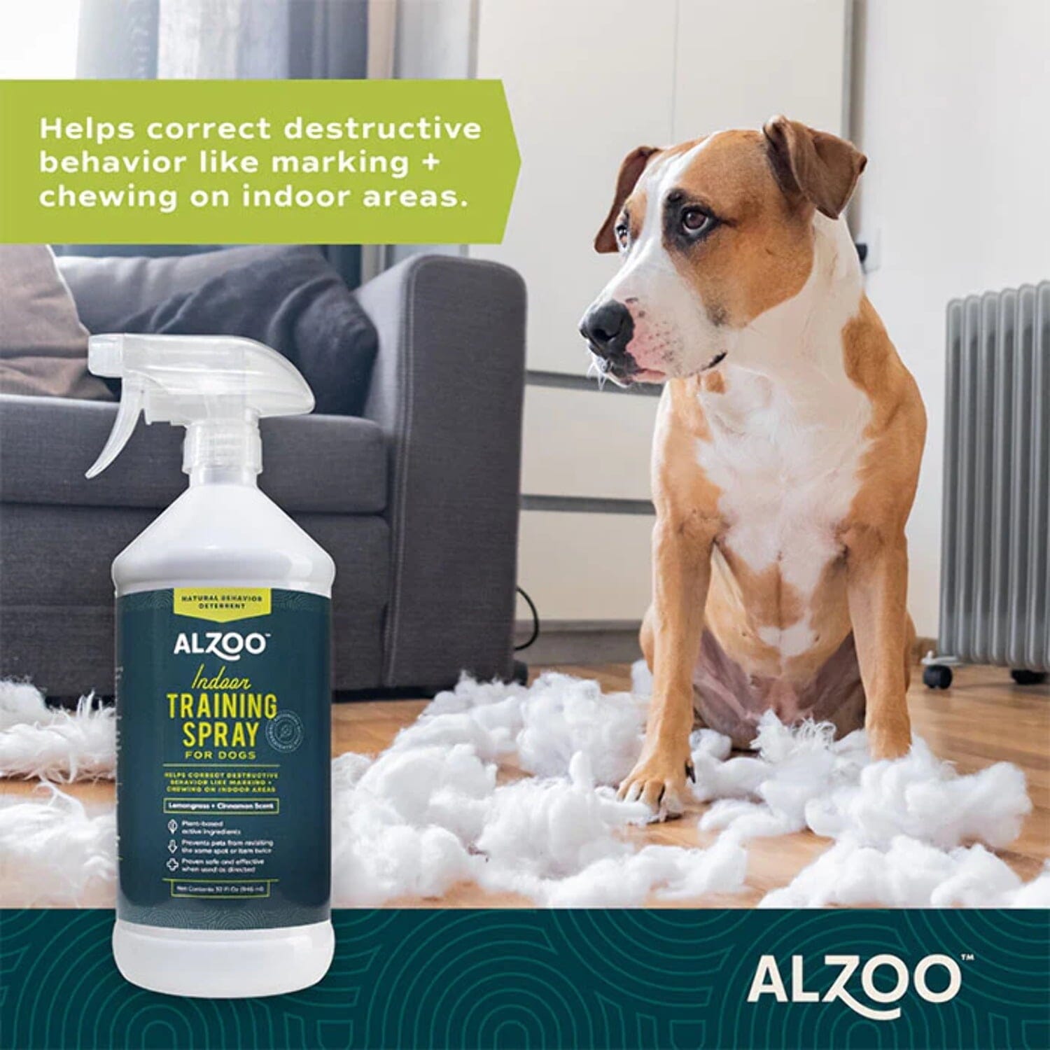 Alzoo Lemongrass and Cinnamon Indoor Training Spray for Dogs - 32 Oz   