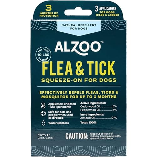 Alzoo Natural Flea and Tick Squeeze On for Dogs - 3/3ML  