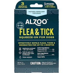 Alzoo Natural Flea and Tick Squeeze On for Dogs - 3/3ML