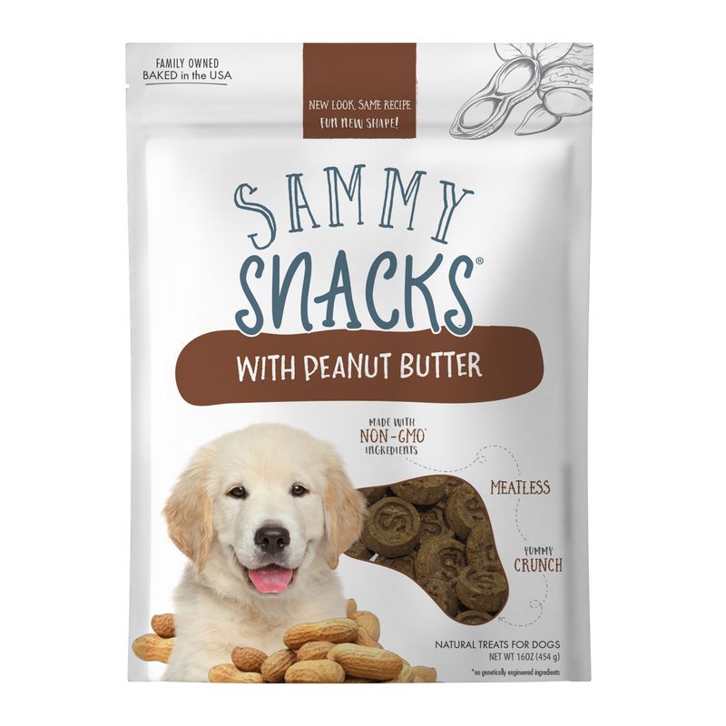 Ancestry Sammy Snacks Peanut Butter Crunchy Dog Biscuits Treats - 16 Oz