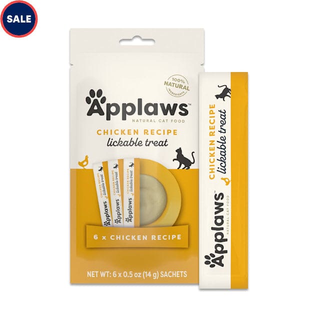 Applaws Natural Grain-Free Limited Ingredient Chicken Puree Lickable Cat Treats Pouch - .5 Oz - 6 Pack - Case of 10 Default Title