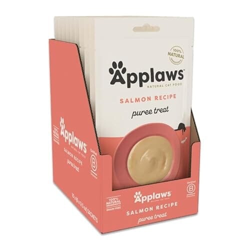 Applaws Natural Grain-Free Limited Ingredient Salmon Puree Lickable Cat Treats - .5 Oz - 6 Pack - Case of 10 Default Title