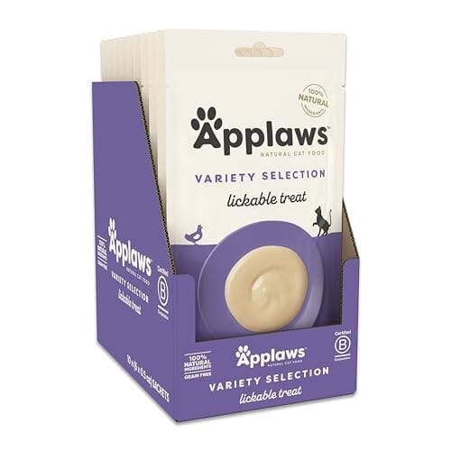 Applaws Natural Limited Ingredient Grain-Free Chicken Tuna Salmon Puree Lickable Cat Treats Pouch - Variety Pack - .5 Oz - 6 Pack - Case of 10 Default Title