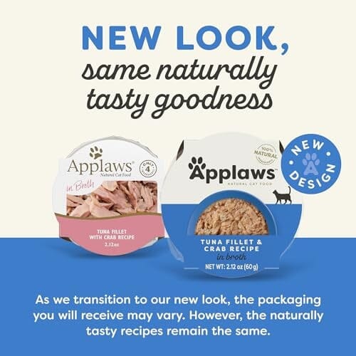 Applaws Natural Limited Ingredient Grain-Free Tuna Fillet and Crab in Broth Wet Cat Food Trays - 2.12 Oz - Case of 10