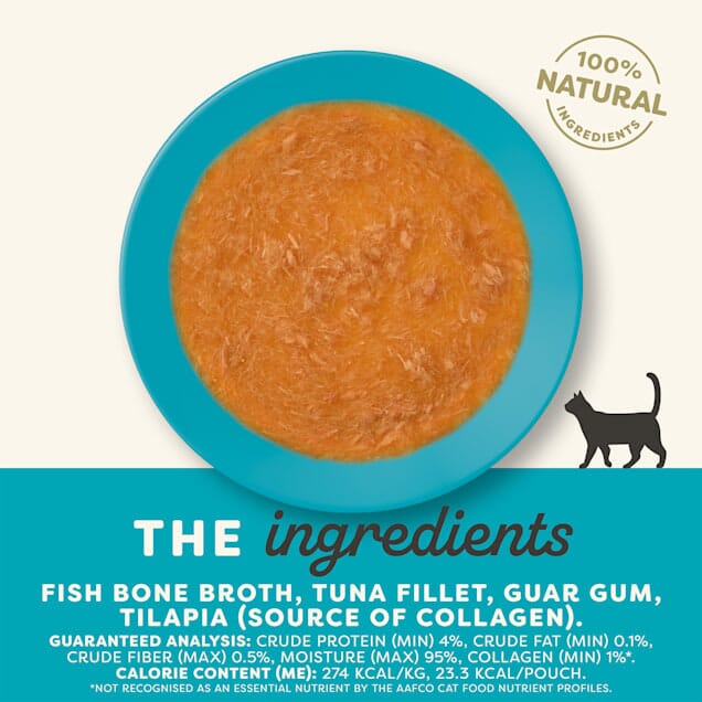 Applaws Natural Limited Ingredient Real Protein Fish and Tuna Bone Broth Wet Cat Food Topper Pouch - 3 Oz - Case of 12