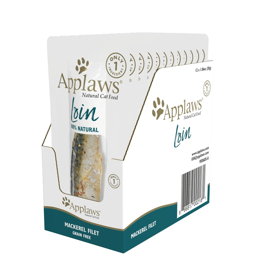 Applaws Whole Mackeral Loin Natural Soft and Chewy Cat Treats - 1.06 Oz - Case of 12  