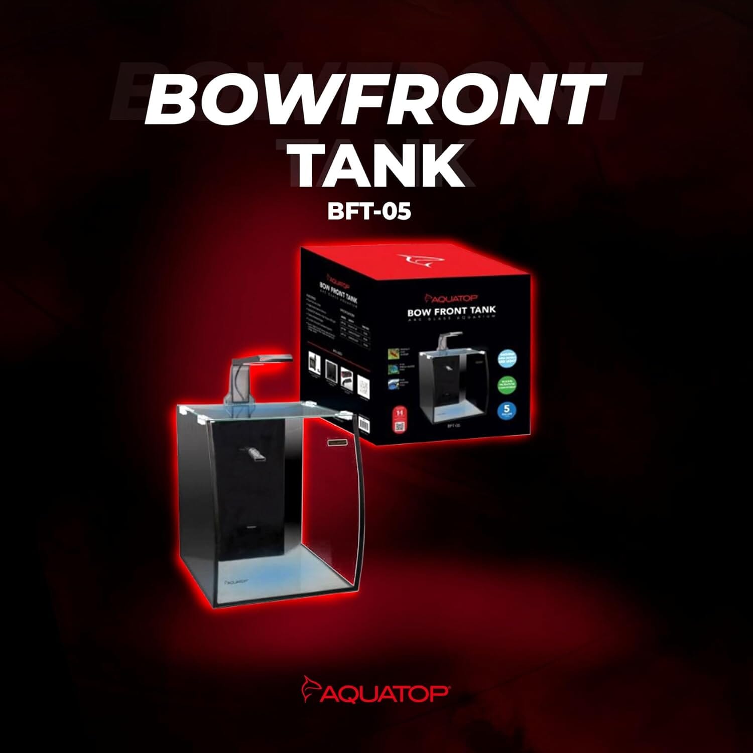 Aquatop Formosa Bow Front LED Lighting Desktop Glass Aquarium Kit - 21.6 Gal - L:23.6 X W:15.6 X H:16.5 Inch