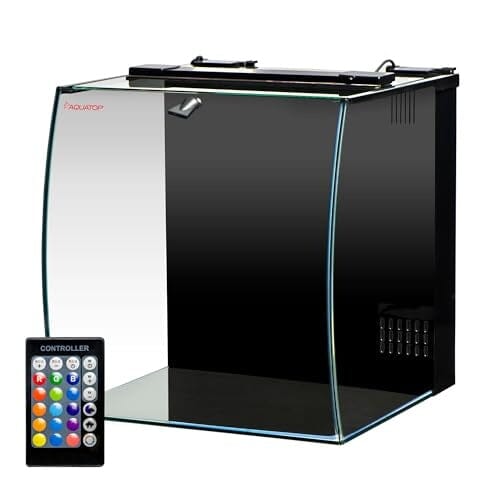 Aquatop Formosa Bow Front LED Lighting Desktop Glass Aquarium Kit - 8.6 Gal - L:12.6 X W:13.1 X H:13.1 Inch