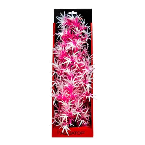 Aquatop Vibrant Cannabis Plant Aquarium Décor Pink 16 Inch