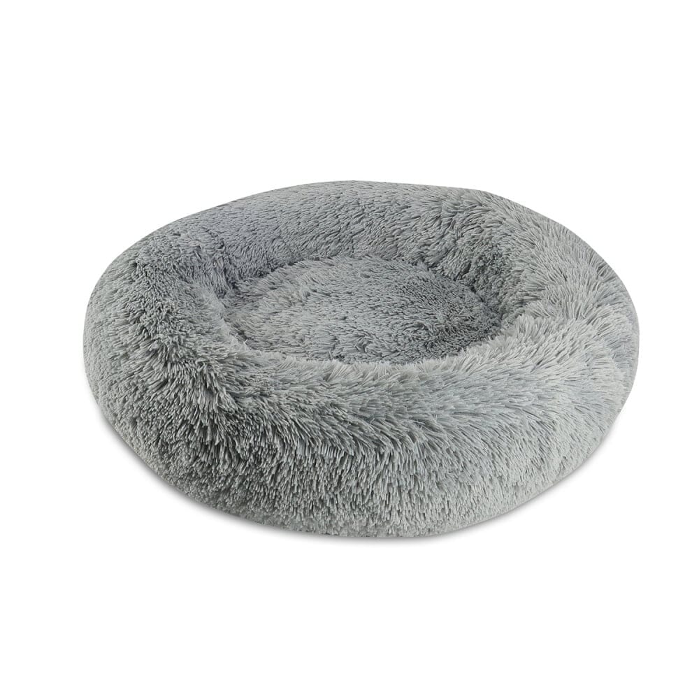 Arlee Rover Shaggy Round Calming Pet Bed Gray Small - L:22 X W:22 X H:9