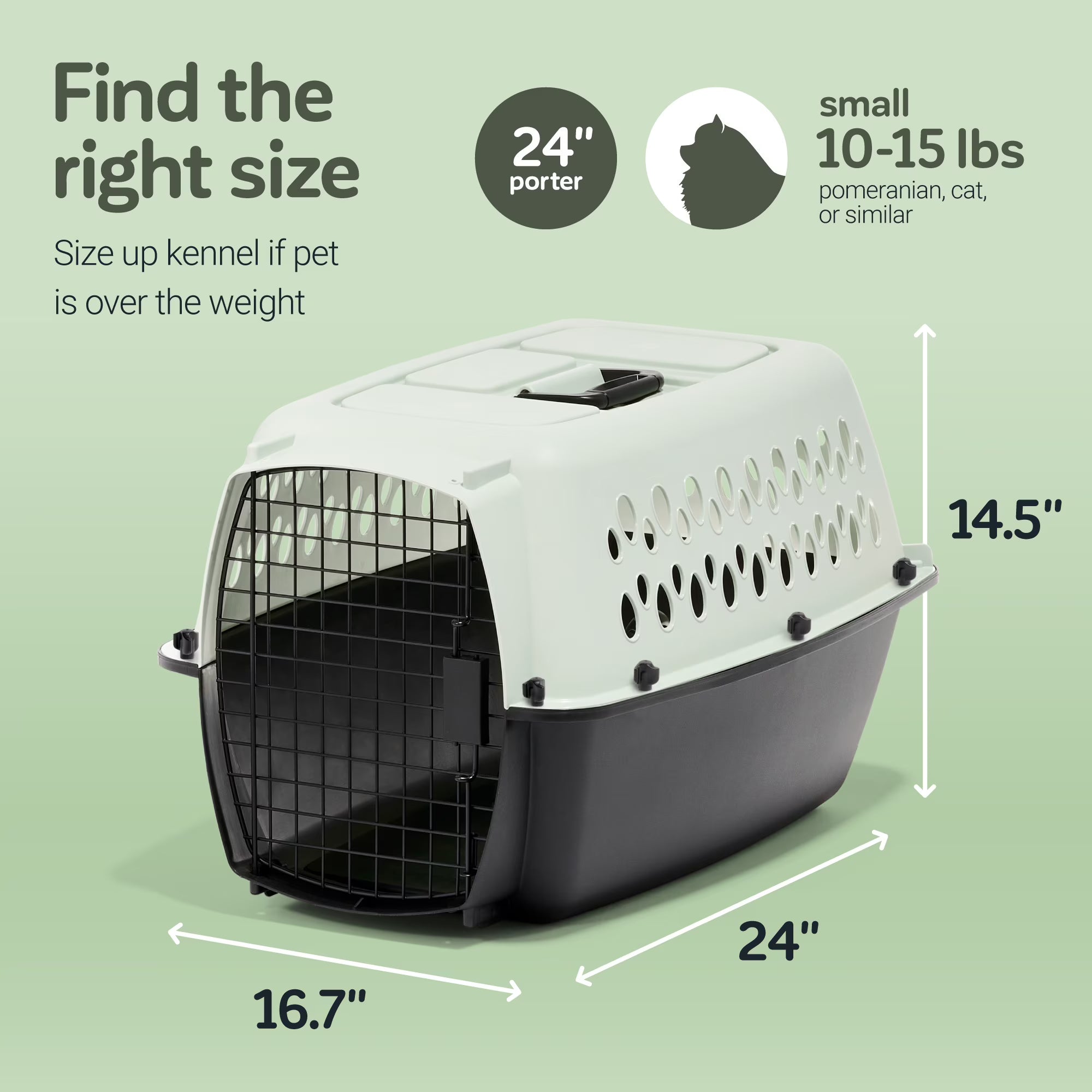 Aspen Fashion Pet Porter Dog Kennel Hard-Sided - Aqua/Black - 24 in