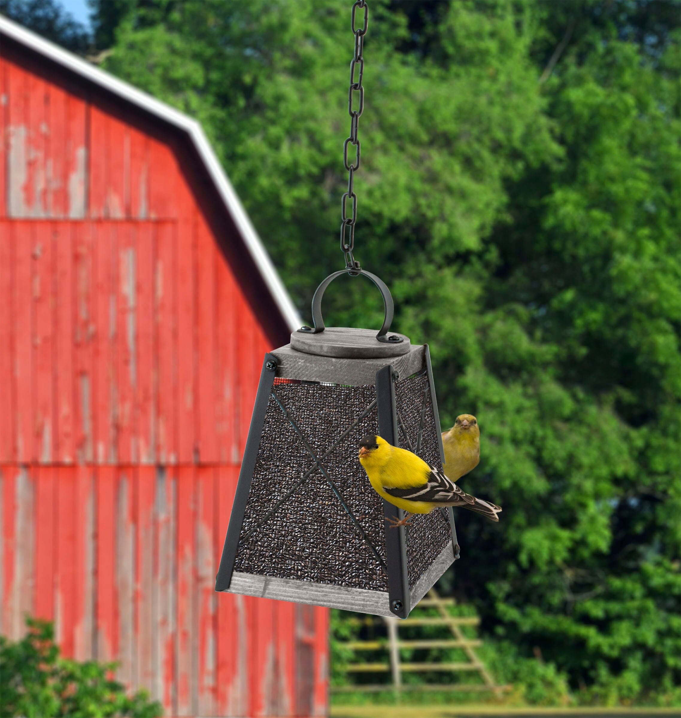 Audubon MF Wood & Mesh Mill Nyjer Thistle Seed Wild Bird Feeder - Black and Gray - 1.3 Oz Cap