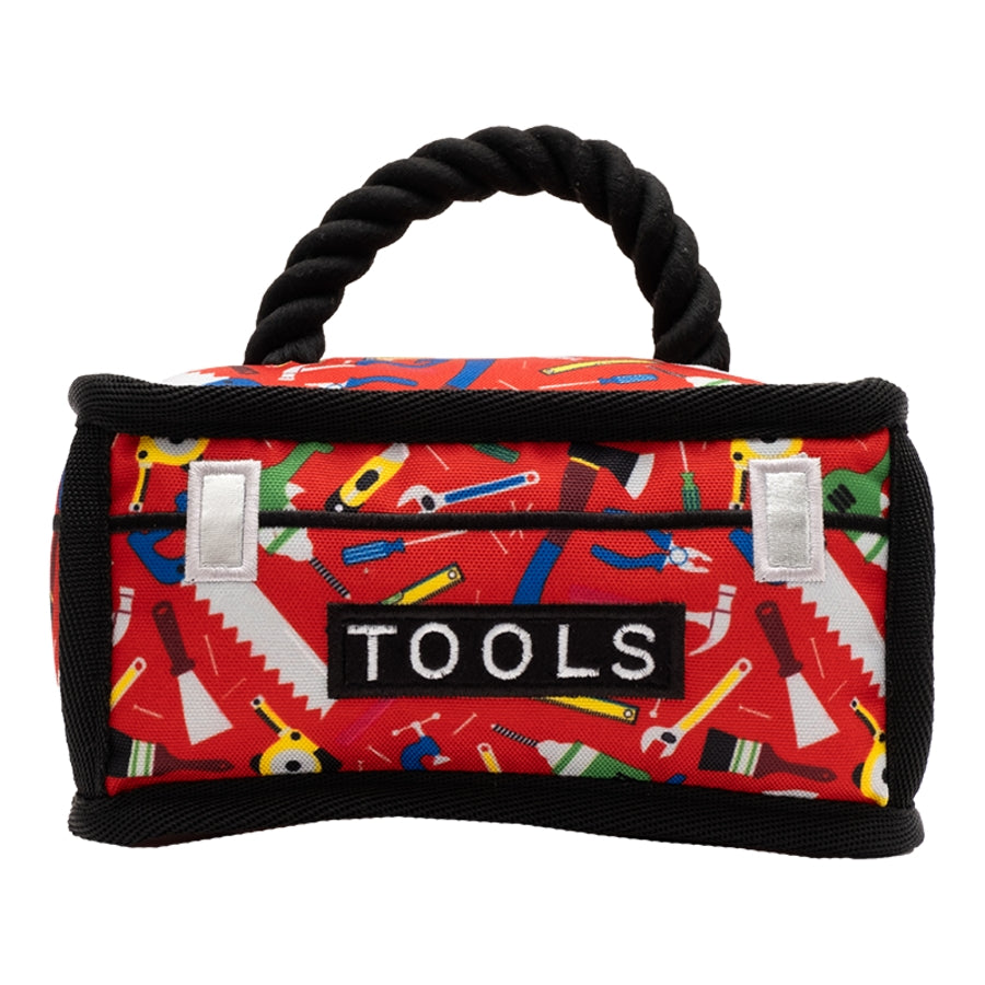 The Worthy Dog Tool Box Tools Patterned Squeak Rope and Nylon Plush Dog Toy