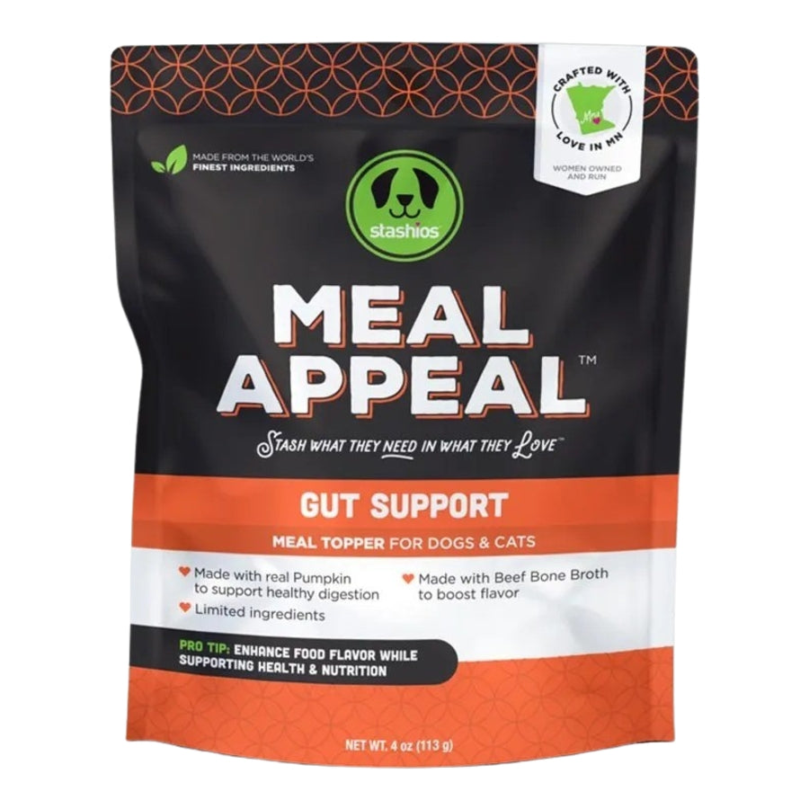 Stashios Meal Appeal Limited Ingredient Gut Health Pumpkin and Beef Broth Powder Dog Food Supplement or Topper- 4 Oz