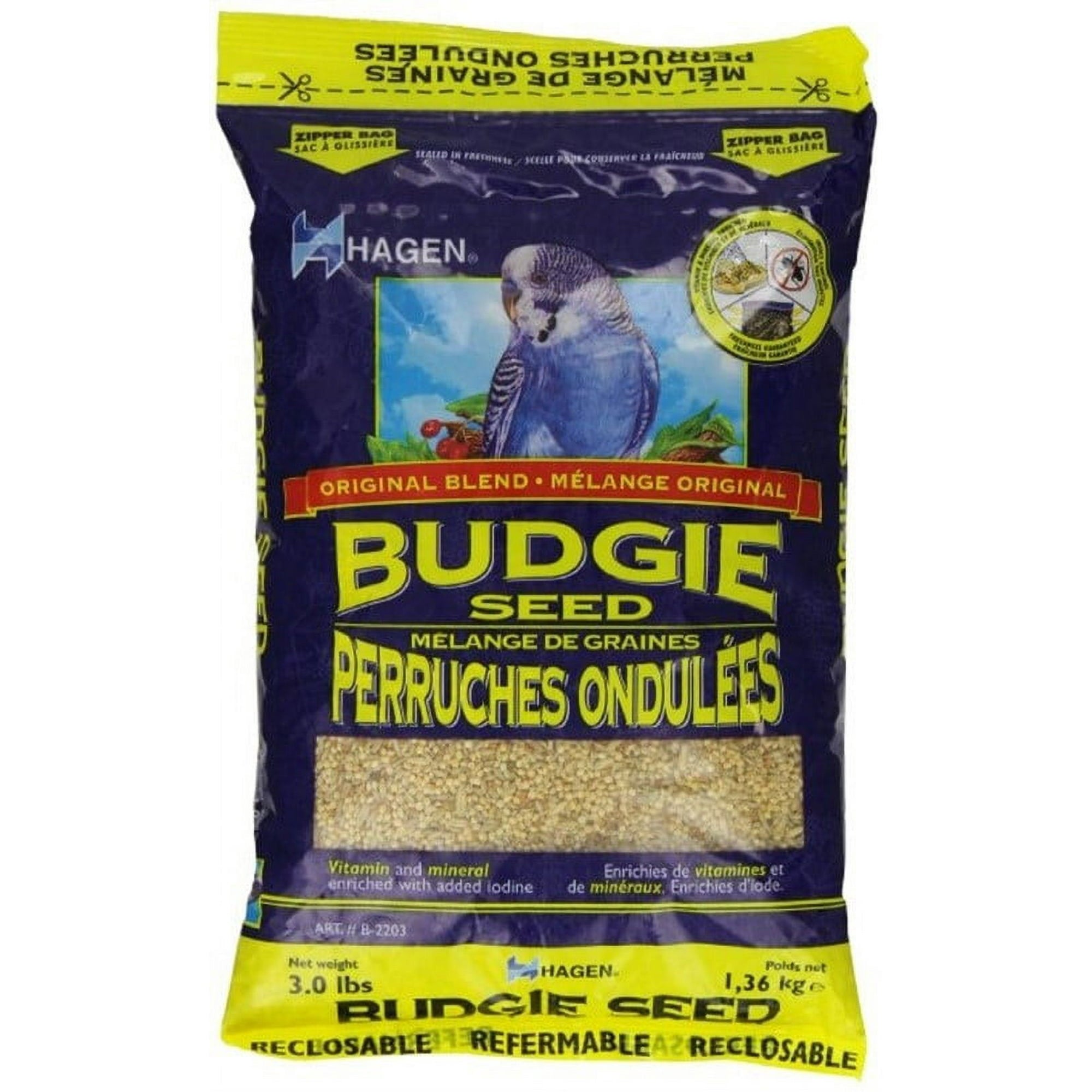 Hagen Hari Parakeet and Budgie Staple Vitamin Seed Mix Premium Blend Bird Food