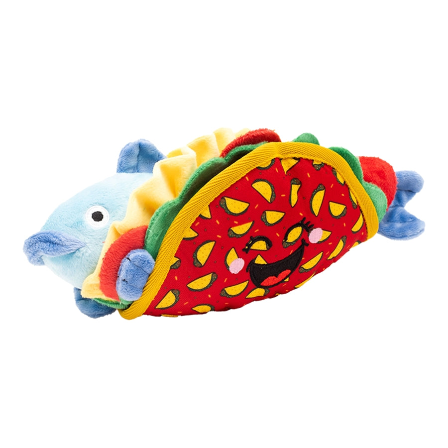 The Worthy Dog Fish Taco Multi-Colored Squeak Nylon and Plush Dog Toy