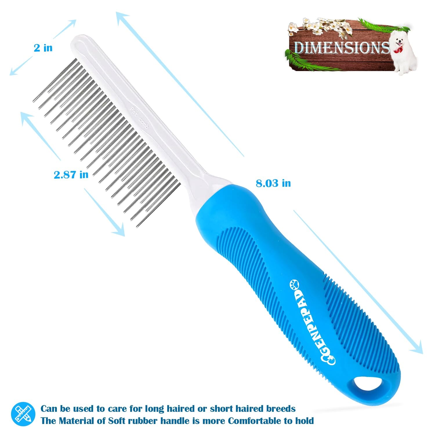 BaByliss Pro Pet Basic Stainless Steel Cat and Dog Comb - 6" Inches  