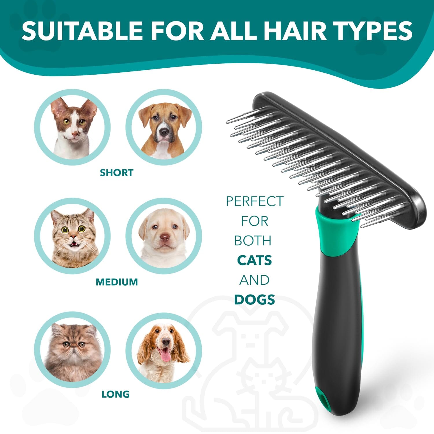 BaByliss Pro Pet Double Row Undercoat Rake for Dogs and Cats  