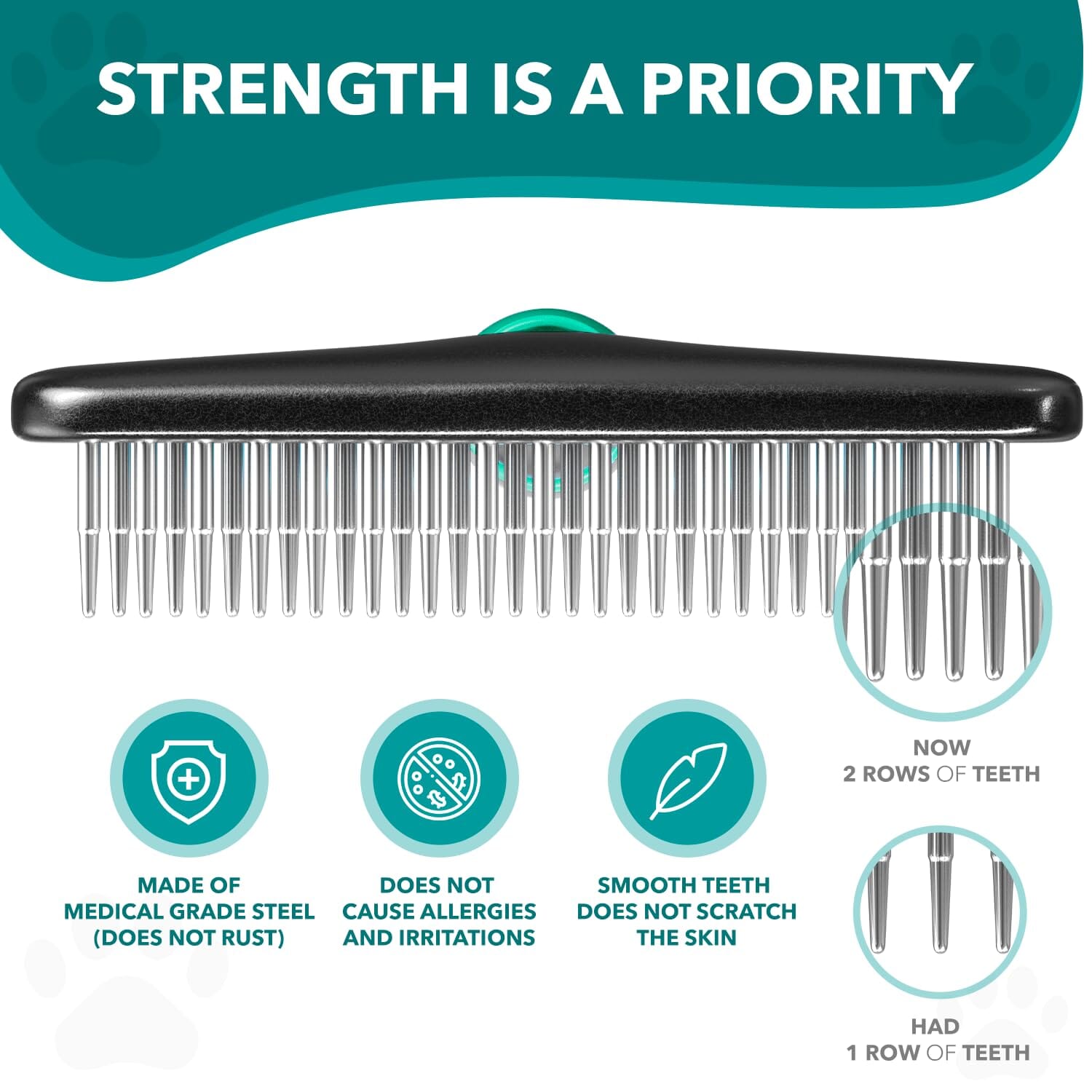 BaByliss Pro Pet Double Row Undercoat Rake for Dogs and Cats  