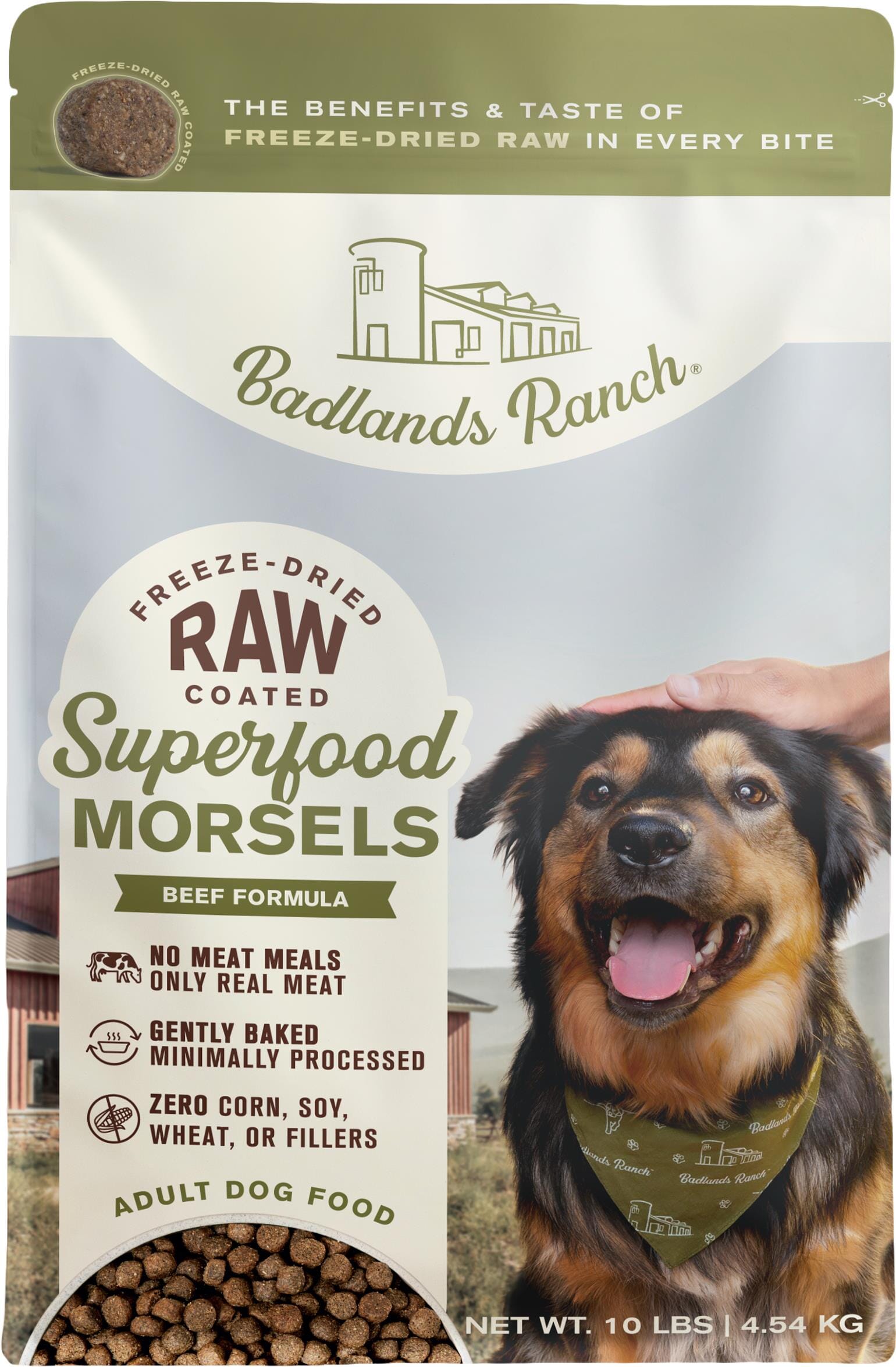 Badlands Ranch Superfood Complete Freeze-Dried Raw Coated Beef Morsals Dry Dog Food 10 Pounds