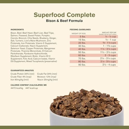Badlands Ranch Superfood Complete High-Protein Bison and Beef Air-Dried Dog Food 24 Ounce