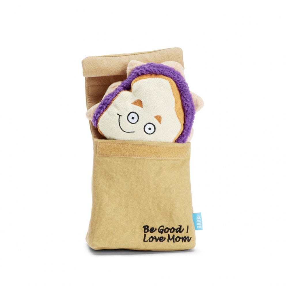 Bark Box 2-in-1 Brown Bag PB&J 2-Piece Interactive Squeak and Plush Dog Toy - Brown Default Title