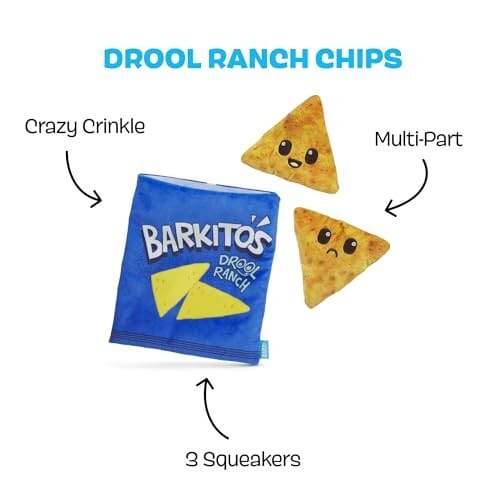 Bark Box Barkitos Drool Ranch Chip 3-Piece Squeak and Plush Dog Toy - XS/Small