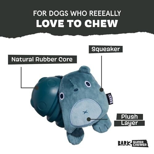Bark Box Bear Hugger Super Chewer 2-Piece Inner Rubber Toy and Plush Dog Toy - Gray - Large