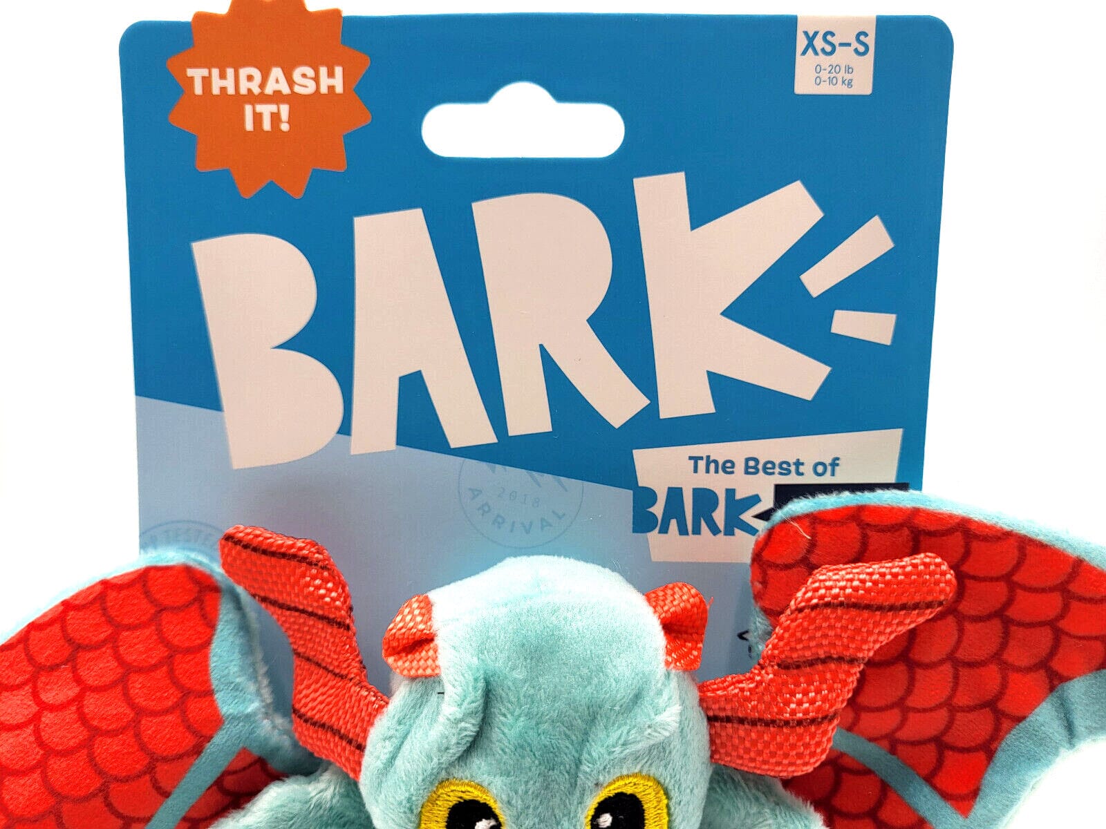 Bark Box Grimbold The Dragon Squeak Crinkle Plush Dog Toy - XS/Small