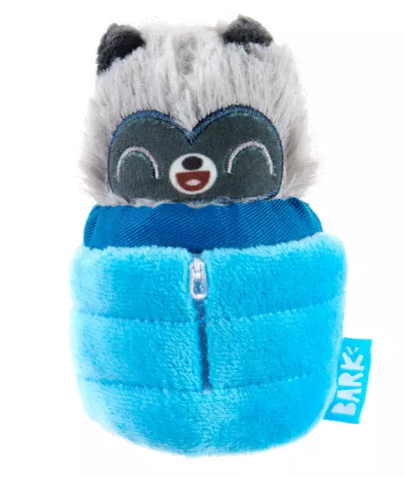 Bark Box Nap Bandit Raccoon Crinkle Squeak and Plush Dog Toy  