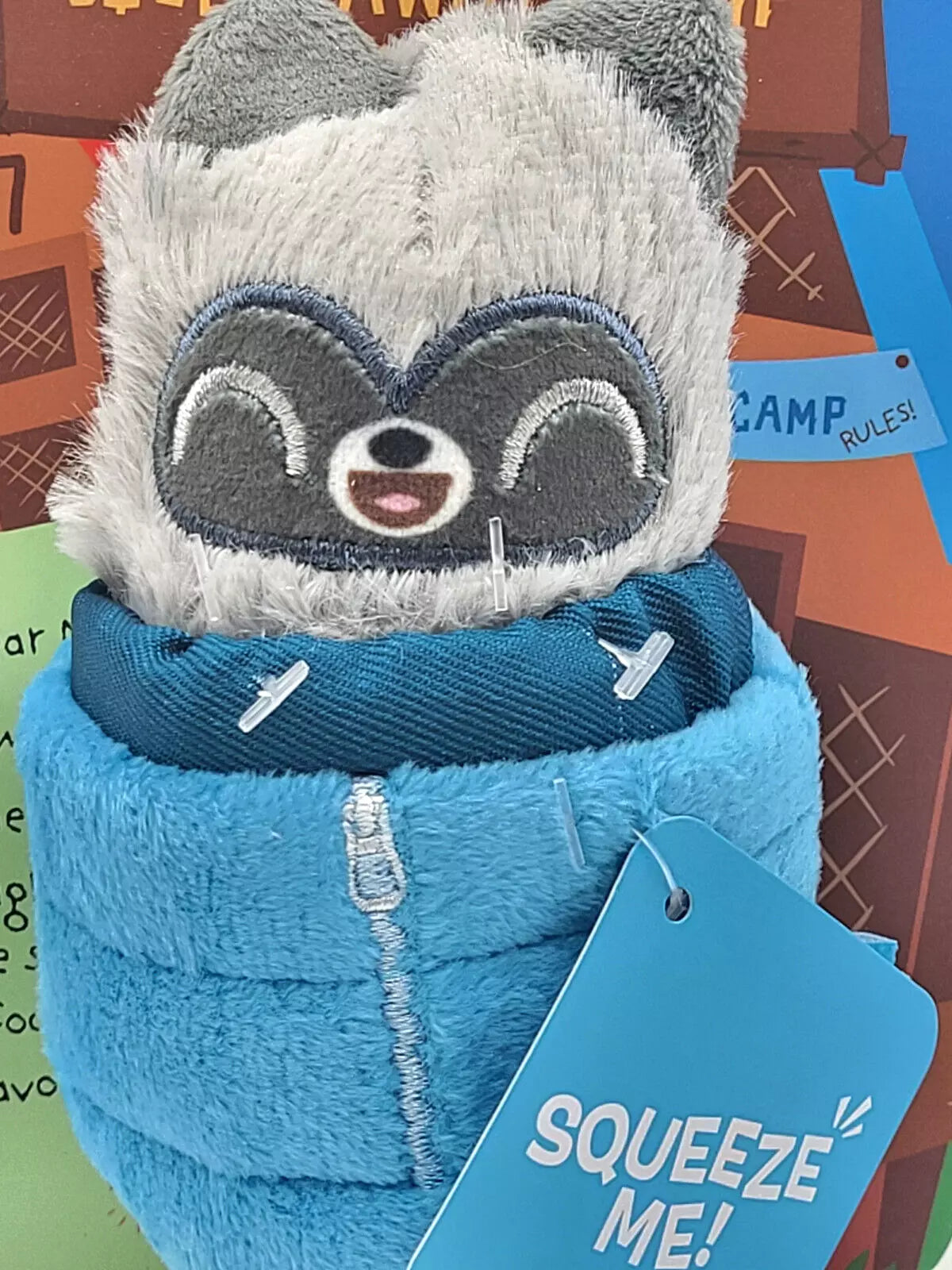 Bark Box Nap Bandit Raccoon Crinkle Squeak and Plush Dog Toy  