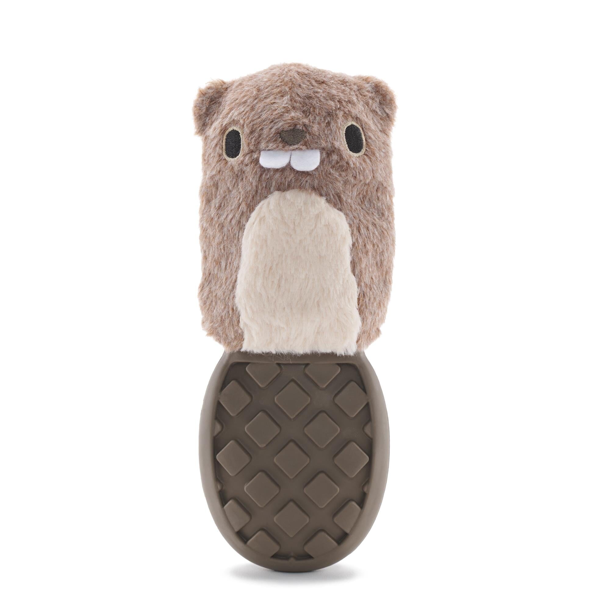 Bark Box Super Chewer P.B. Beaver Treat-Spreading Rubber and Squeak Plush Dog Toy - Medium/Large Default Title