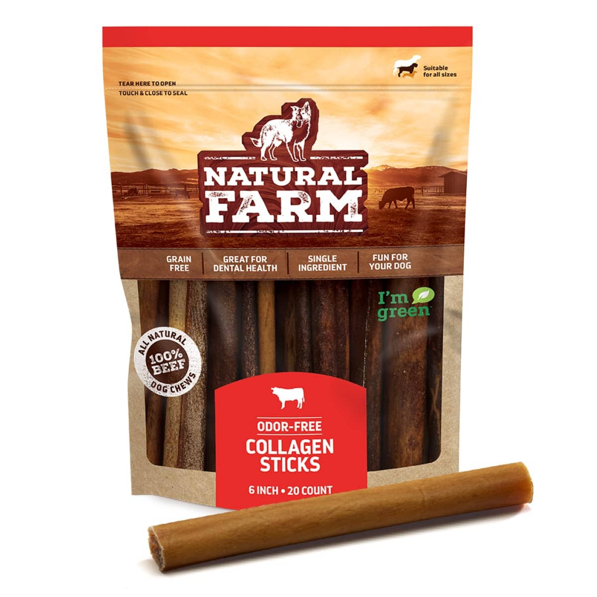 Bark + Harvest by Superior Farms HydeOut® Collagen Veggie Sticks Carrot Natural Dog Chews - 12 Inches - 20 Count Box  