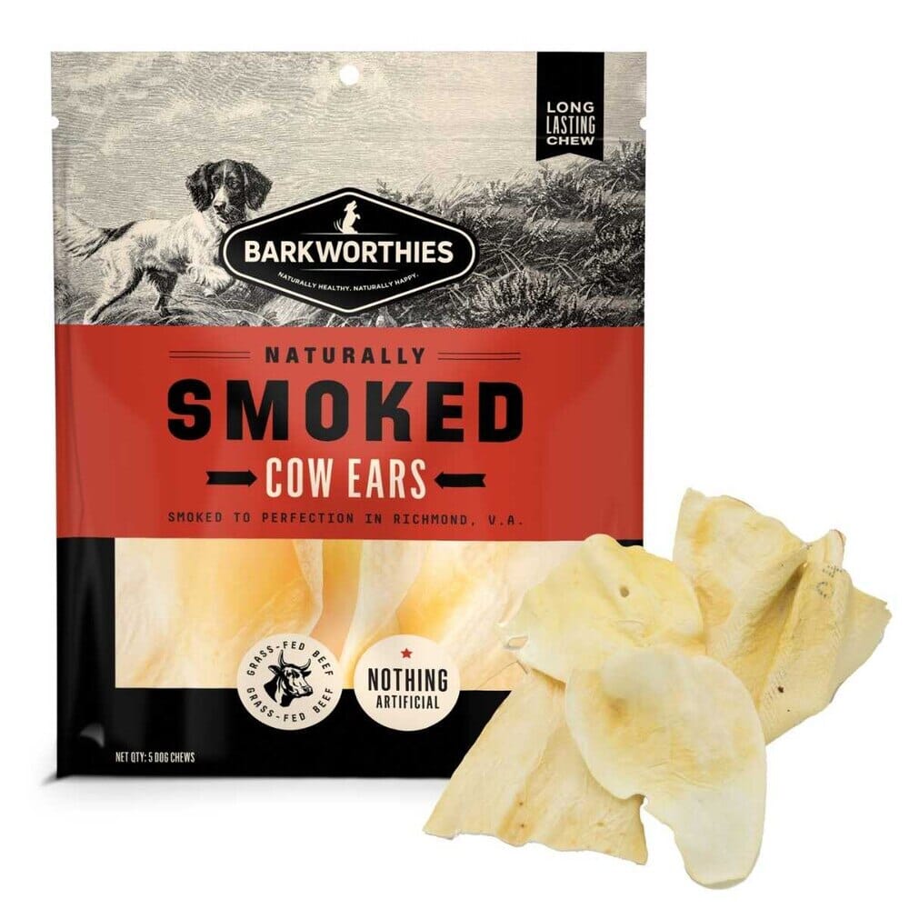 Barkworthies Smoked Cow Ears Dog Chew Treat - 5 Pack