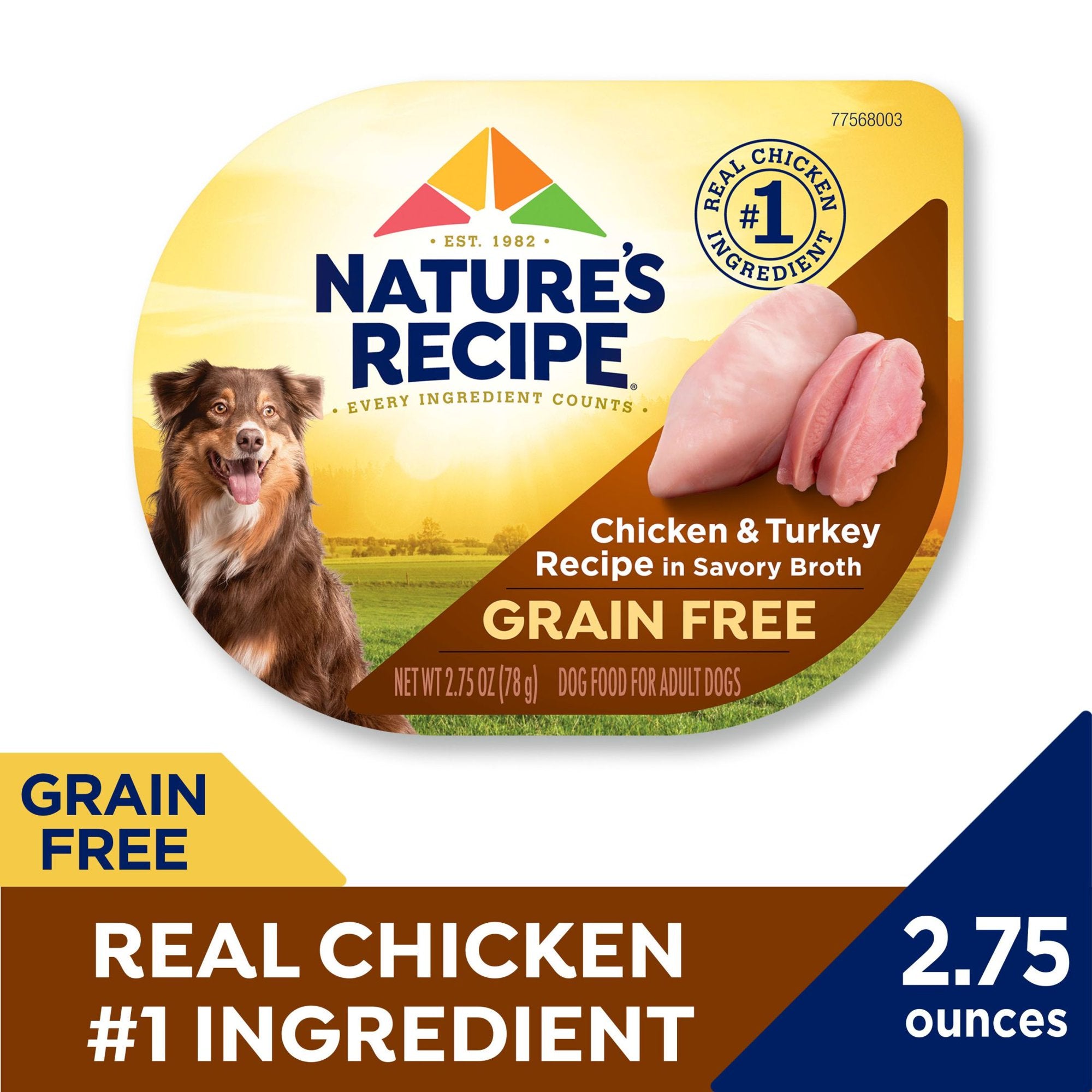 Nature's Recipe Prime Blends Grain-Free Chicken and Turkey in Broth Wet Dog Food Trays - 2.75 Oz - Case of 12