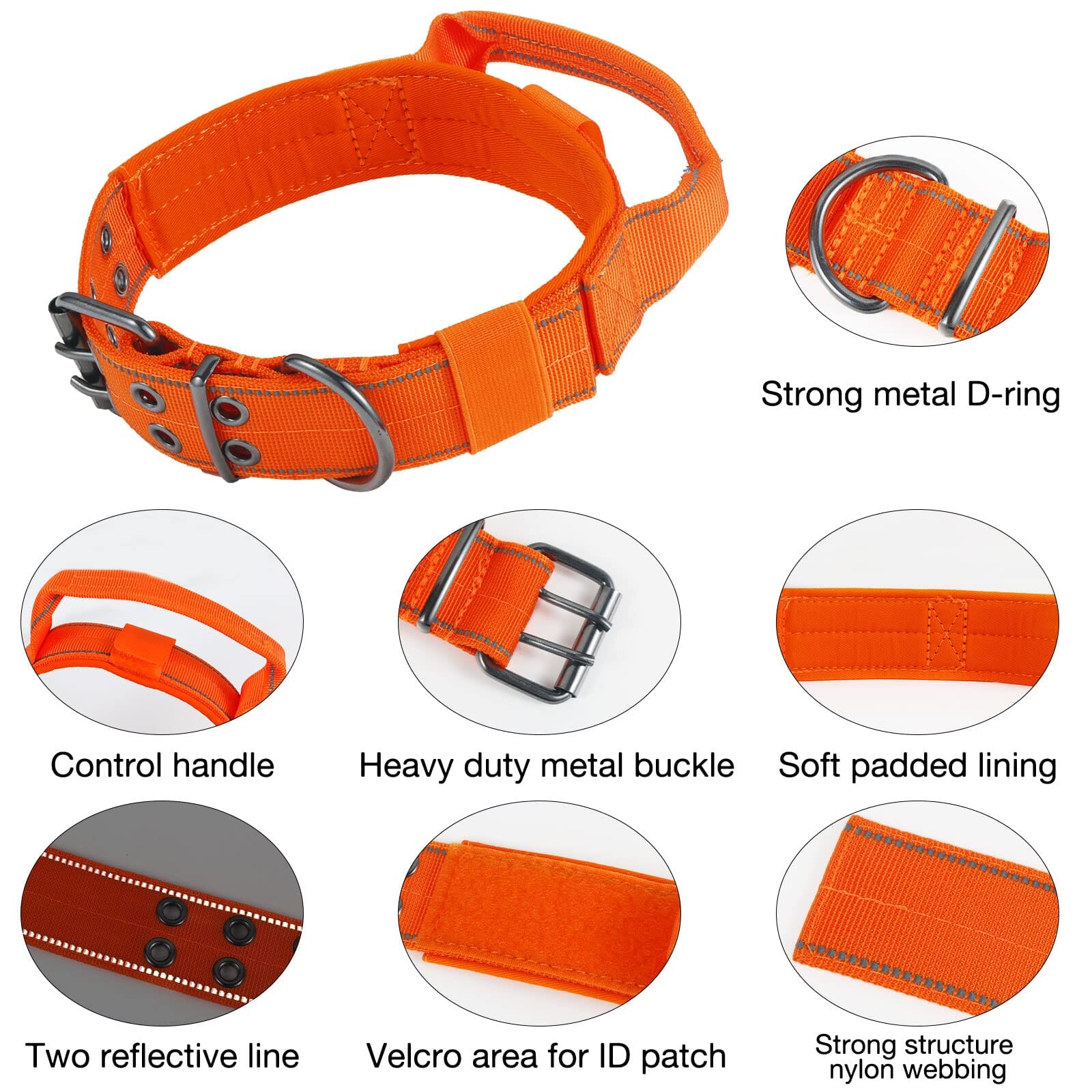 Bella and Max Heavy Adventure Dog Collar - Orange - Extra Large  