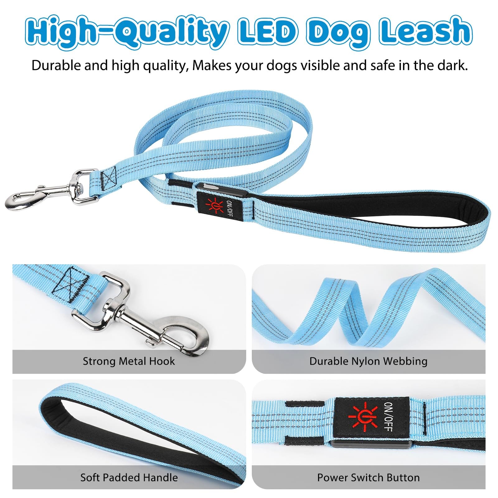 Bella and Max USB LED Flashing Bungee Dog Leash - Orange  