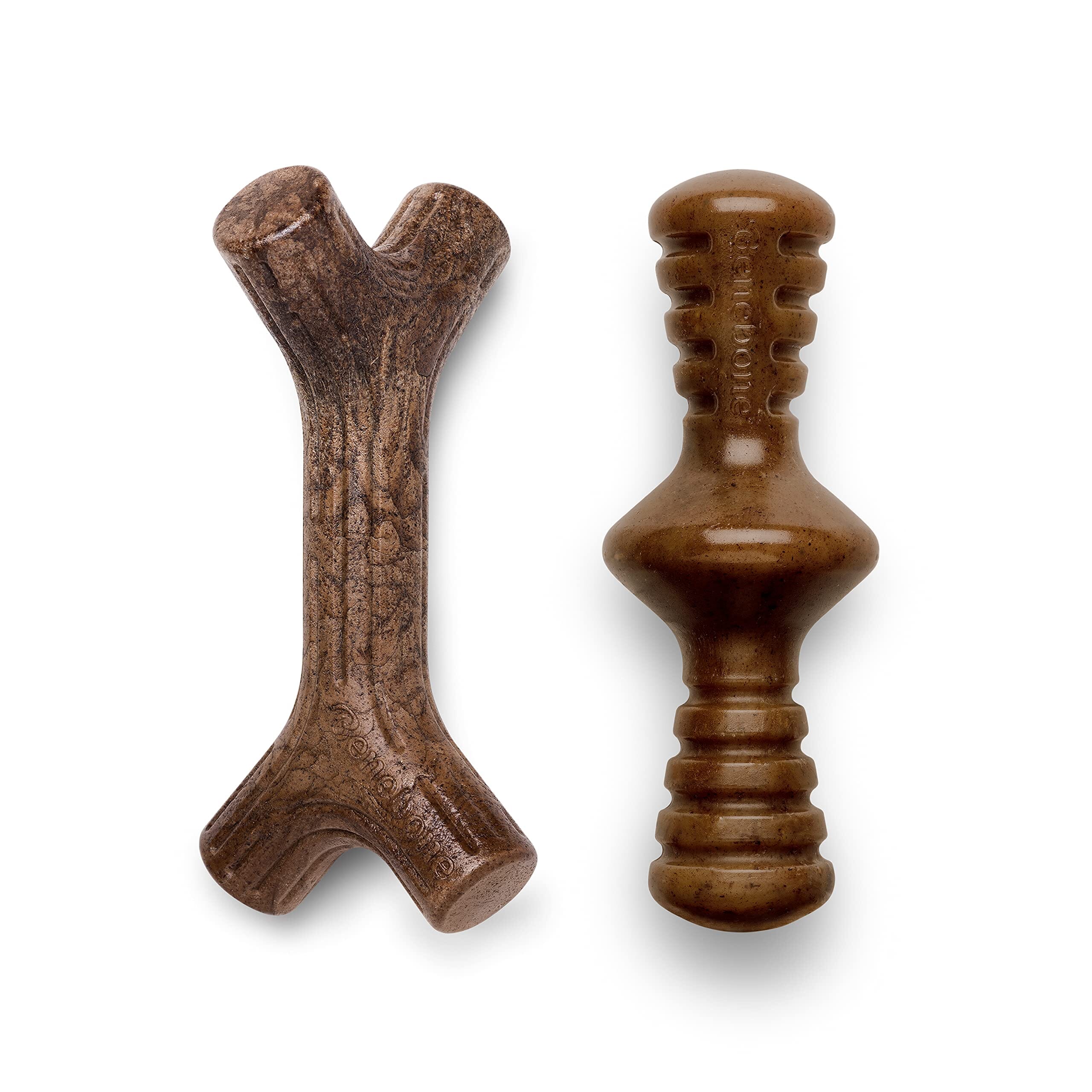 Benebone Made in USA Real Bacon Flavored Zaggler and Maplewood Stick Dog Chew Toy - Medium - 2 Pack