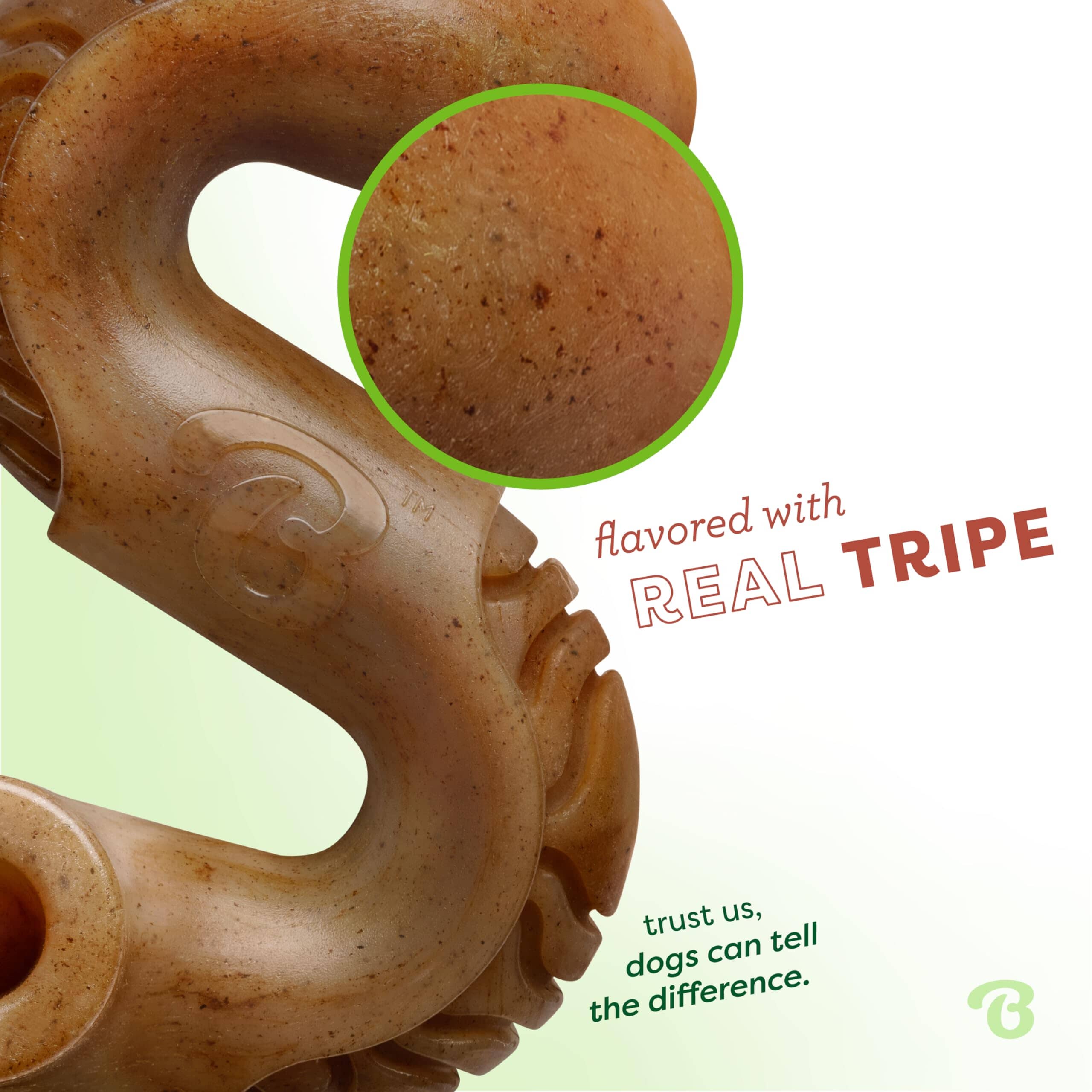 Benebone Tripe Bone Made in USA Real Beef Tripe Flavored Durable Chew Dog Toy