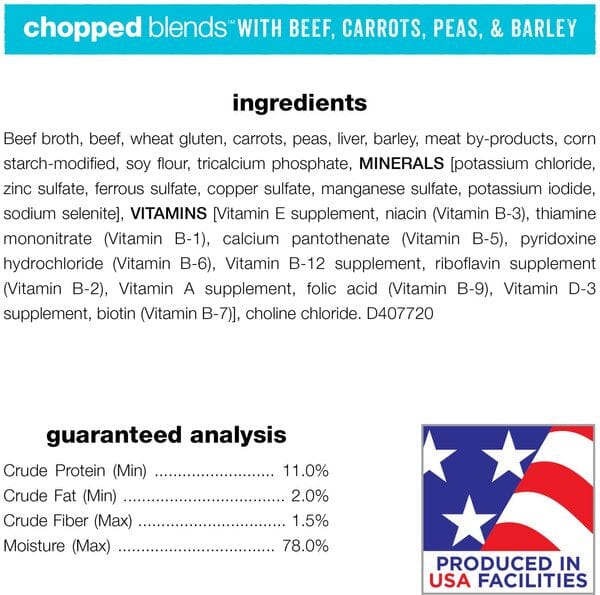 Beneful Chopped Blends With Beef, Carrots, Peas & Barley Wet Dog Food Tubs  