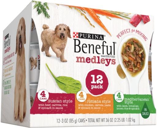 Beneful Medley Variety Pack Mediterranean, Romana, Tuscan Canned Dog food  