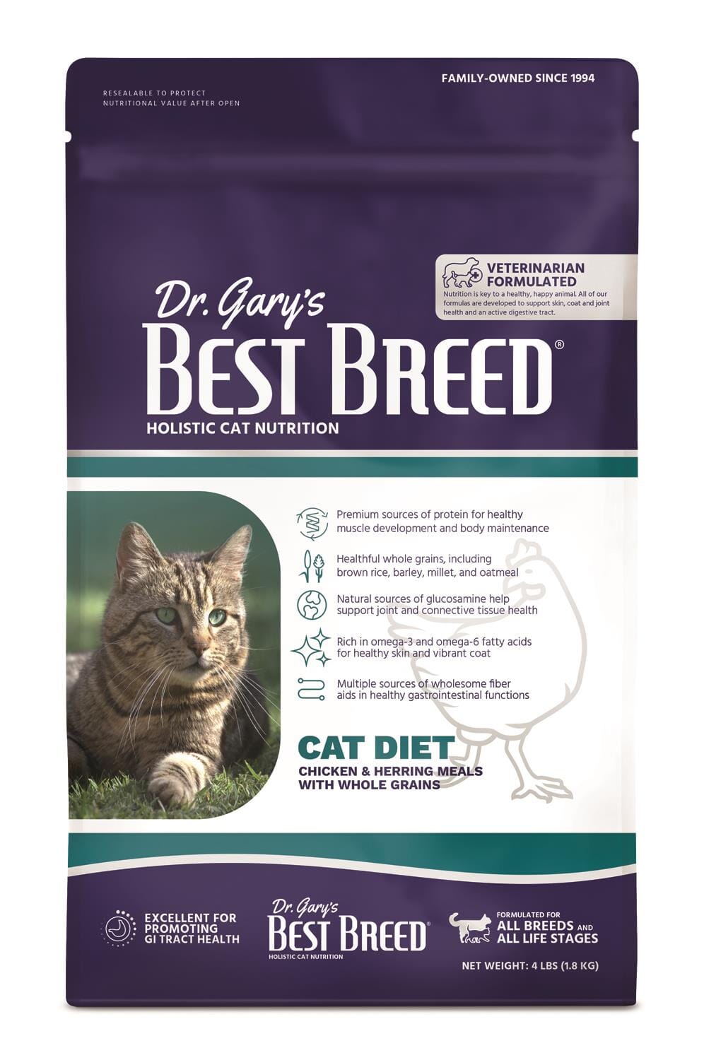 Best Breed Chicken and Herring with Grains Dry Cat Food - 4 Lbs  