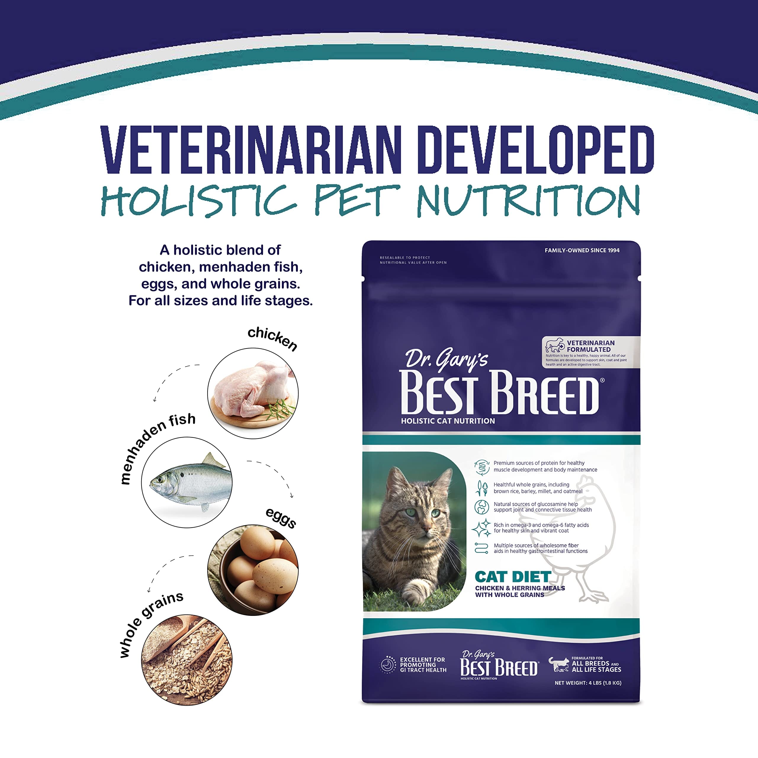 Best Breed Chicken and Herring with Grains Dry Cat Food - 4 Lbs  