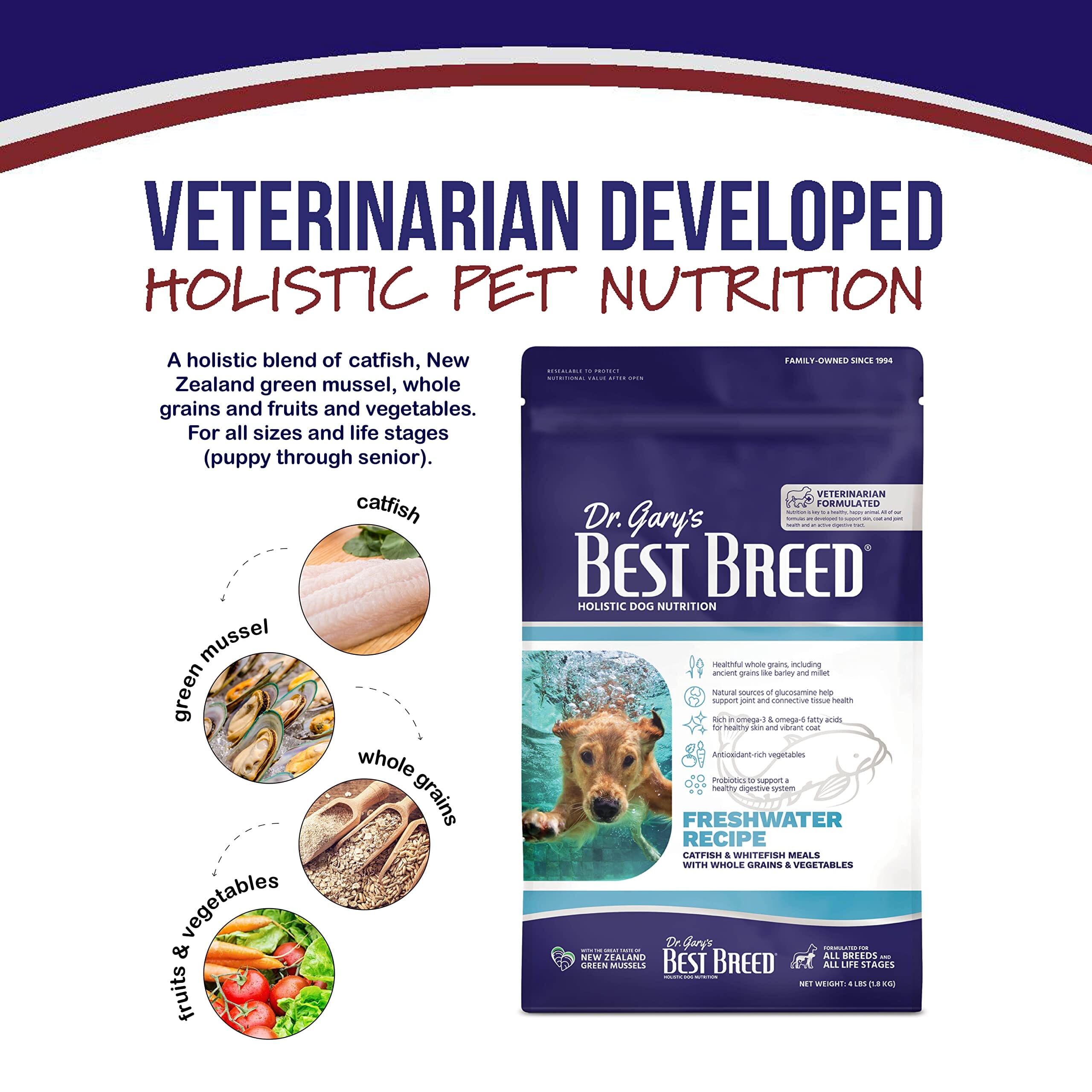 Best Breed Freshwater Recipe All-Breeds Catfish and Wholegrains Dry Dog Food - 4 Lbs  