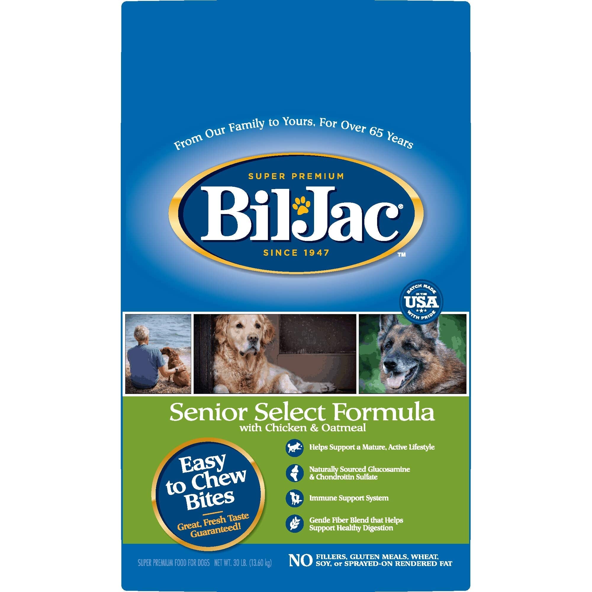 Bil-Jac Chicken and Oatmeal Senior Dry Dog Food - 30 Lbs  