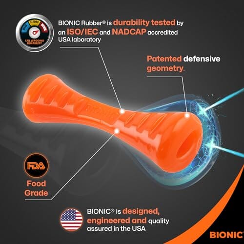 BIONIC Urban Stick Toughest Chewer Interactive Fetch Rubber Dog Toy