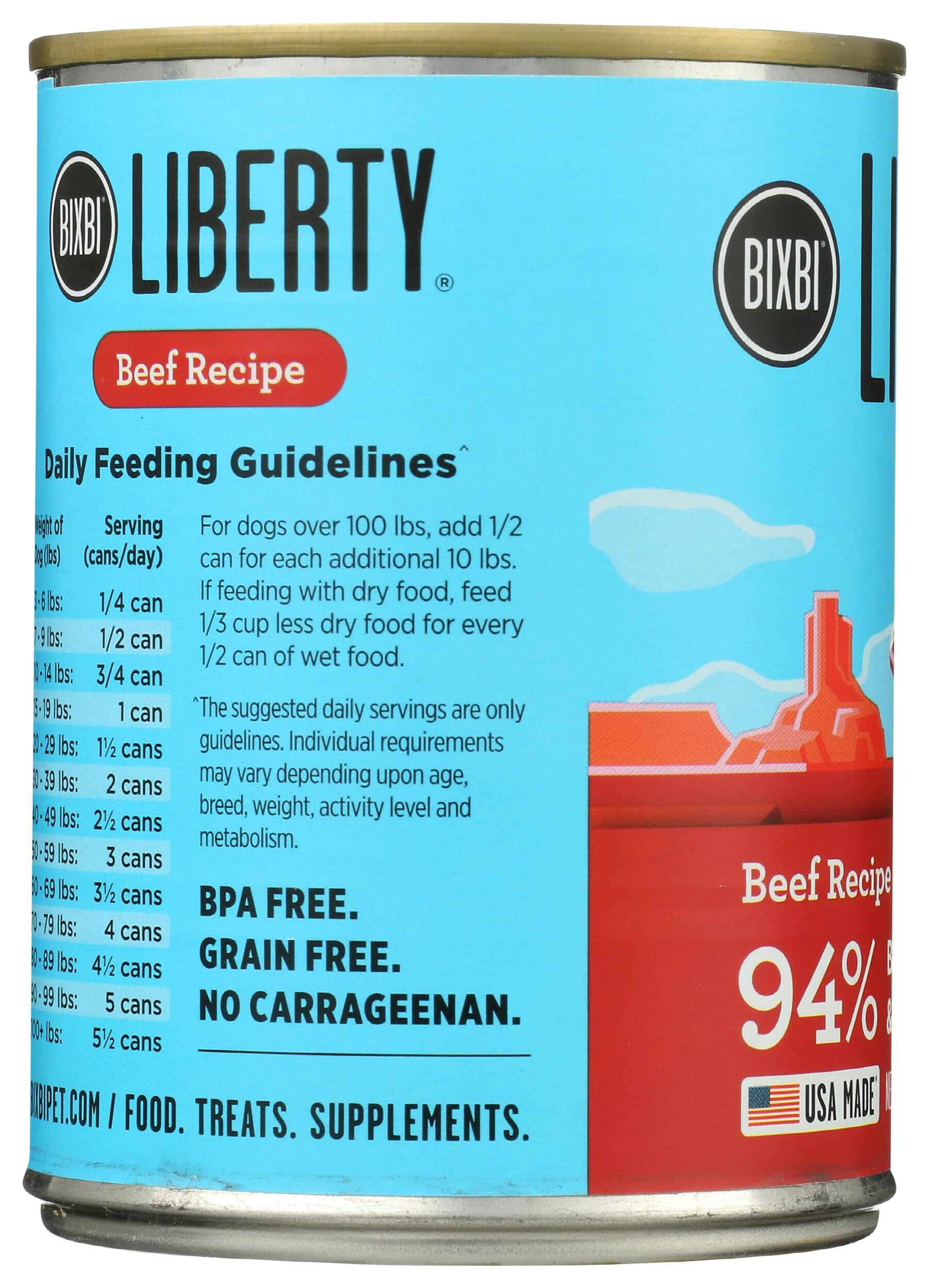 Bixbi Liberty Beef Recipe Canned Dog Food - 12.5 Oz - Case of 12  