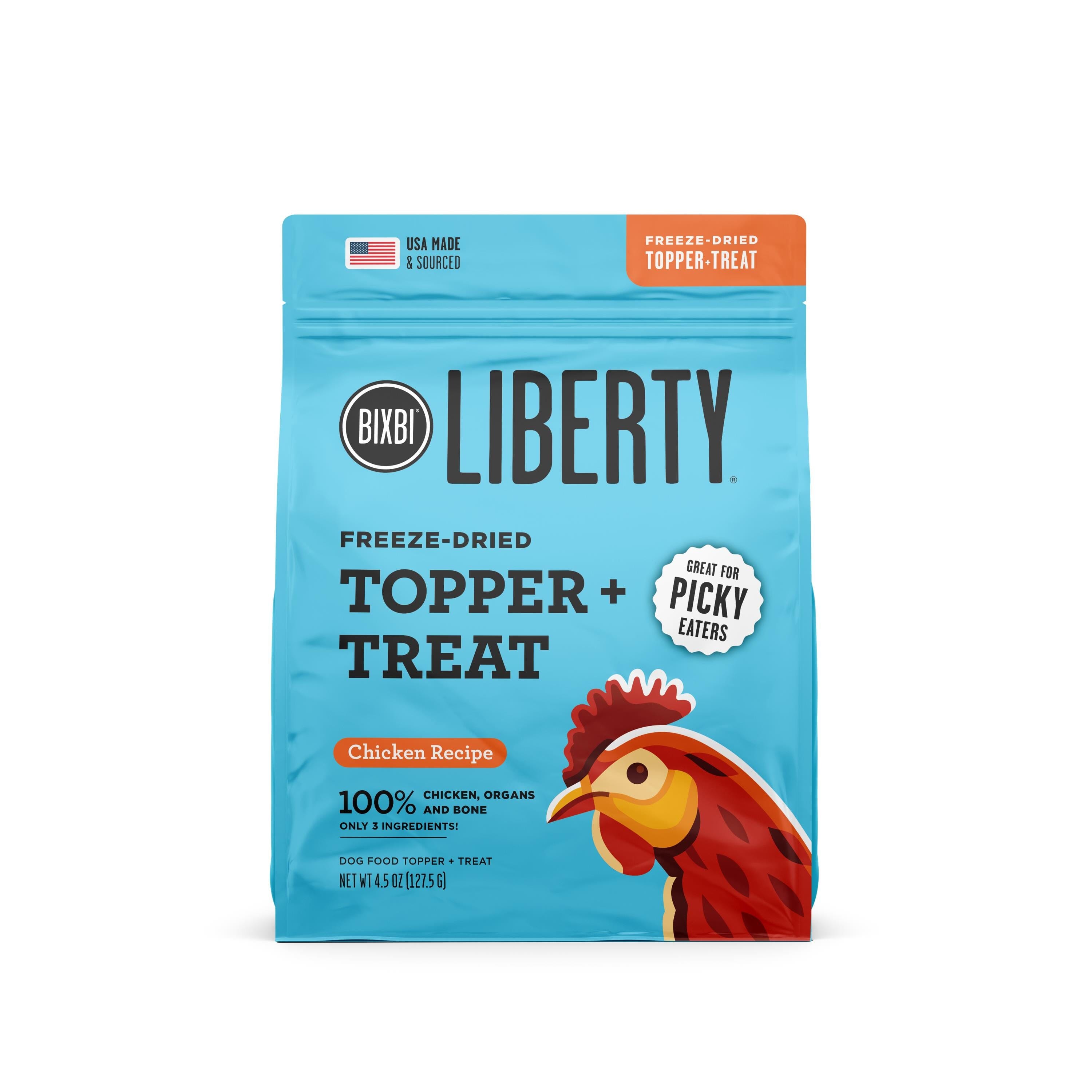 Bixbi Liberty Chicken Recipe Freeze-Dried Dog Food Toppers - 4.5 Oz  