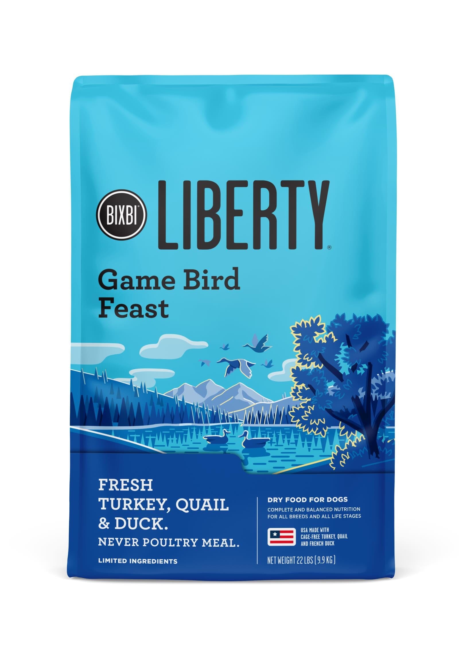 Bixbi Liberty Limited Ingredient Diet Gamebird Feast Recipe with Grains Dry Dog Food - 22 Lbs  