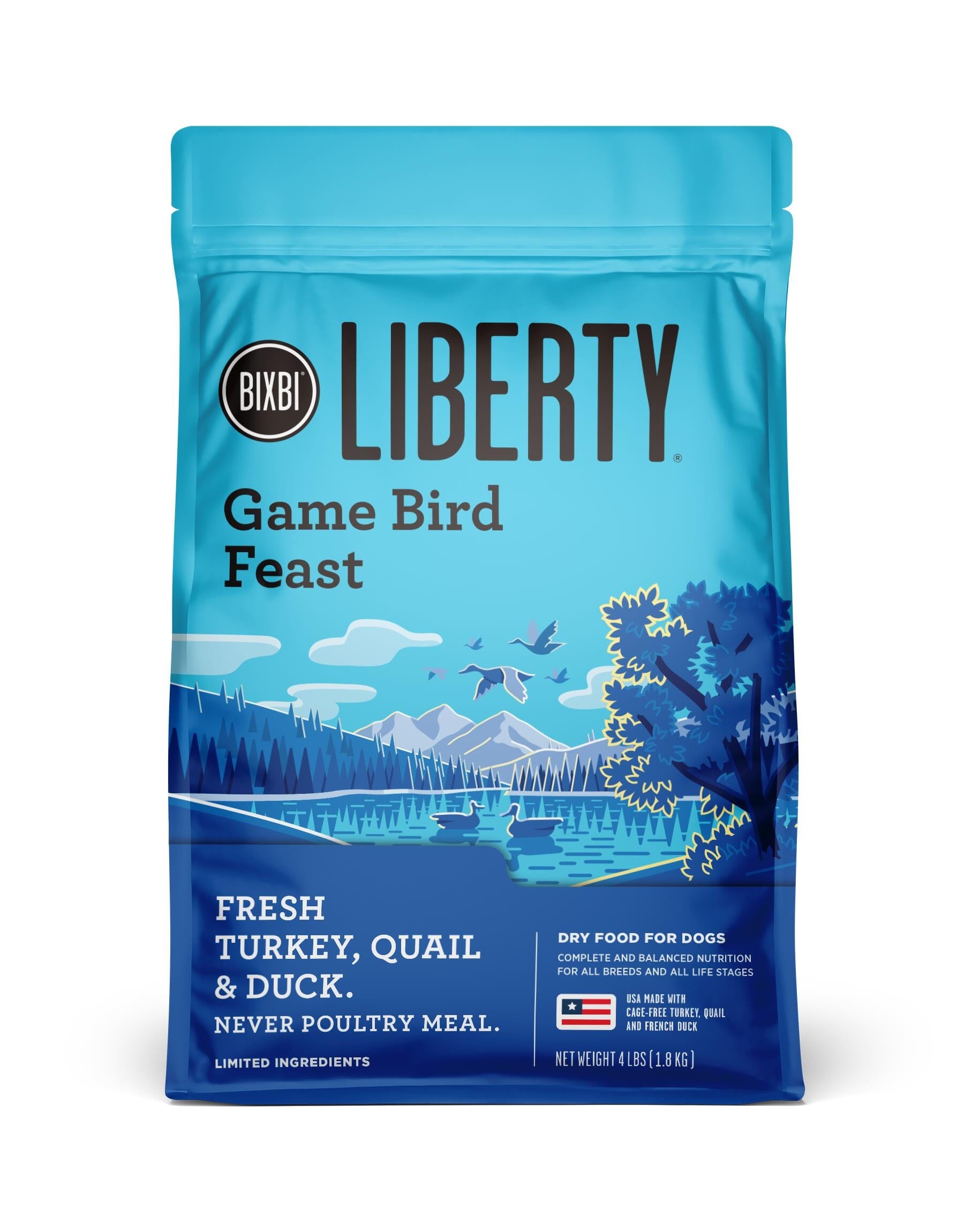 Bixbi Liberty Limited Ingredient Diet Gamebird Feast Recipe with Grains Dry Dog Food - 4 Lbs  